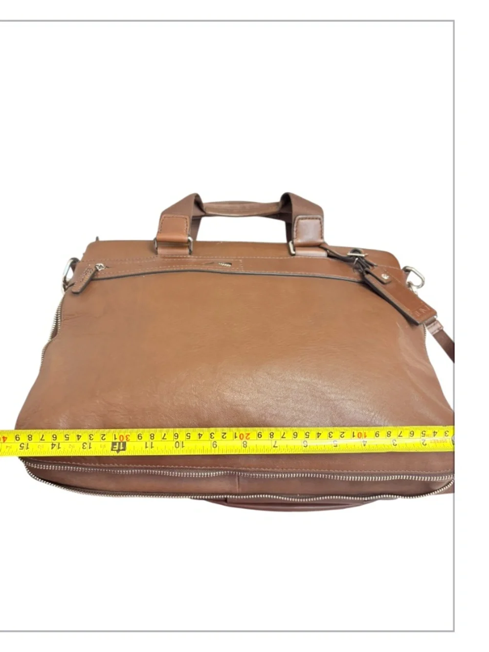 TUMI brown leather expandable briefcase bag